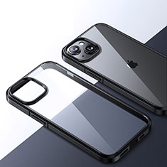 Silikon Schutzhülle Rahmen Tasche Hülle Durchsichtig Transparent QC2 für Apple iPhone 14 Plus Schwarz