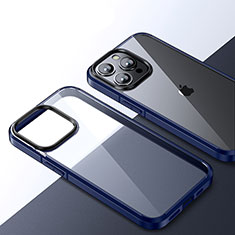 Silikon Schutzhülle Rahmen Tasche Hülle Durchsichtig Transparent QC2 für Apple iPhone 14 Pro Blau