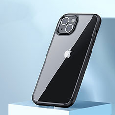 Silikon Schutzhülle Rahmen Tasche Hülle Durchsichtig Transparent QC3 für Apple iPhone 14 Plus Schwarz
