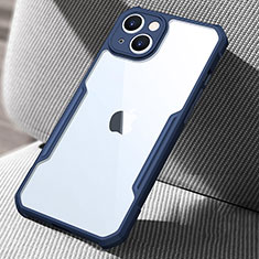 Silikon Schutzhülle Rahmen Tasche Hülle Durchsichtig Transparent Spiegel für Apple iPhone 14 Plus Blau