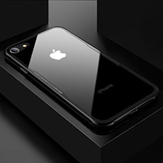 Silikon Schutzhülle Rahmen Tasche Hülle Durchsichtig Transparent Spiegel für Apple iPhone 7 Schwarz