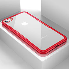 Silikon Schutzhülle Rahmen Tasche Hülle Durchsichtig Transparent Spiegel für Apple iPhone 8 Rot