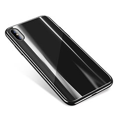 Silikon Schutzhülle Rahmen Tasche Hülle Durchsichtig Transparent Spiegel für Apple iPhone Xs Max Schwarz