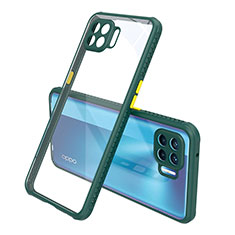 Silikon Schutzhülle Rahmen Tasche Hülle Durchsichtig Transparent Spiegel für Oppo A93 Nachtgrün