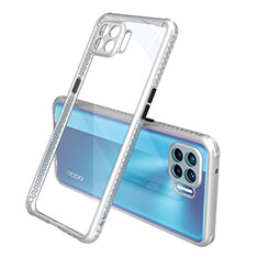 Silikon Schutzhülle Rahmen Tasche Hülle Durchsichtig Transparent Spiegel für Oppo A93 Silber