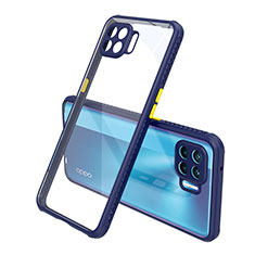 Silikon Schutzhülle Rahmen Tasche Hülle Durchsichtig Transparent Spiegel für Oppo F17 Pro Blau