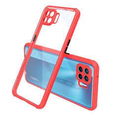 Silikon Schutzhülle Rahmen Tasche Hülle Durchsichtig Transparent Spiegel für Oppo Reno4 F Rot