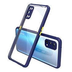 Silikon Schutzhülle Rahmen Tasche Hülle Durchsichtig Transparent Spiegel für Realme X7 5G Blau