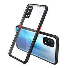 Silikon Schutzhülle Rahmen Tasche Hülle Durchsichtig Transparent Spiegel für Realme X7 Pro 5G Schwarz