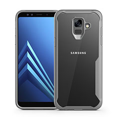Silikon Schutzhülle Rahmen Tasche Hülle Durchsichtig Transparent Spiegel für Samsung Galaxy A6 (2018) Dual SIM Grau