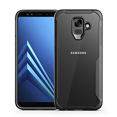 Silikon Schutzhülle Rahmen Tasche Hülle Durchsichtig Transparent Spiegel für Samsung Galaxy A6 (2018) Dual SIM Schwarz