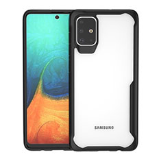 Silikon Schutzhülle Rahmen Tasche Hülle Durchsichtig Transparent Spiegel für Samsung Galaxy A71 5G Schwarz