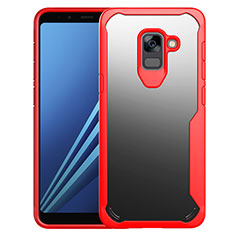 Silikon Schutzhülle Rahmen Tasche Hülle Durchsichtig Transparent Spiegel für Samsung Galaxy A8+ A8 Plus (2018) A730F Rot