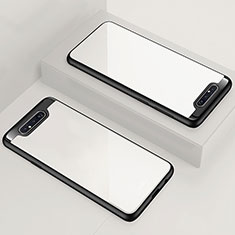 Silikon Schutzhülle Rahmen Tasche Hülle Durchsichtig Transparent Spiegel für Samsung Galaxy A80 Weiß