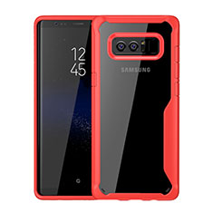 Silikon Schutzhülle Rahmen Tasche Hülle Durchsichtig Transparent Spiegel für Samsung Galaxy Note 8 Rot