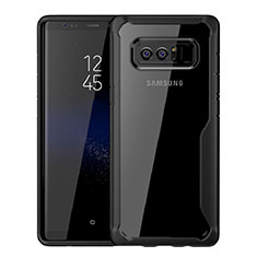 Silikon Schutzhülle Rahmen Tasche Hülle Durchsichtig Transparent Spiegel für Samsung Galaxy Note 8 Schwarz