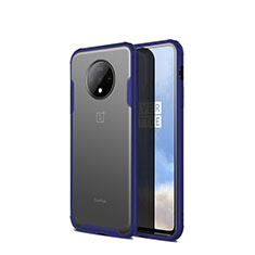 Silikon Schutzhülle Rahmen Tasche Hülle Durchsichtig Transparent Spiegel H01 für OnePlus 7T Blau