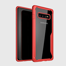 Silikon Schutzhülle Rahmen Tasche Hülle Durchsichtig Transparent Spiegel H01 für Samsung Galaxy S10 5G Rot