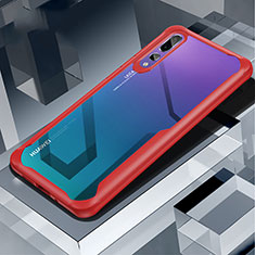 Silikon Schutzhülle Rahmen Tasche Hülle Durchsichtig Transparent Spiegel H02 für Huawei P20 Pro Rot