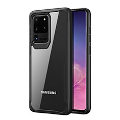 Silikon Schutzhülle Rahmen Tasche Hülle Durchsichtig Transparent Spiegel H02 für Samsung Galaxy S20 Ultra Schwarz