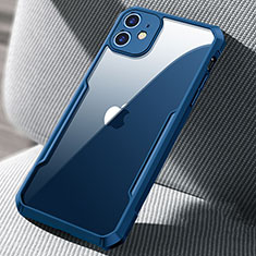 Silikon Schutzhülle Rahmen Tasche Hülle Durchsichtig Transparent Spiegel H03 für Apple iPhone 12 Blau