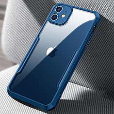 Silikon Schutzhülle Rahmen Tasche Hülle Durchsichtig Transparent Spiegel H03 für Apple iPhone 12 Mini Blau