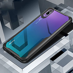 Silikon Schutzhülle Rahmen Tasche Hülle Durchsichtig Transparent Spiegel H03 für Huawei P20 Schwarz