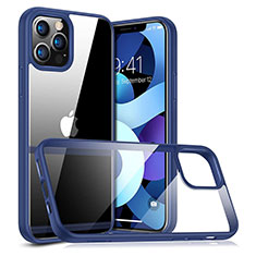 Silikon Schutzhülle Rahmen Tasche Hülle Durchsichtig Transparent Spiegel H04 für Apple iPhone 12 Pro Blau