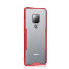 Silikon Schutzhülle Rahmen Tasche Hülle Durchsichtig Transparent Spiegel H04 für Huawei Mate 20 Rot