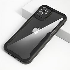 Silikon Schutzhülle Rahmen Tasche Hülle Durchsichtig Transparent Spiegel M01 für Apple iPhone 12 Max Schwarz