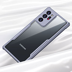 Silikon Schutzhülle Rahmen Tasche Hülle Durchsichtig Transparent Spiegel M01 für Samsung Galaxy Note 20 Ultra 5G Lavendel Grau