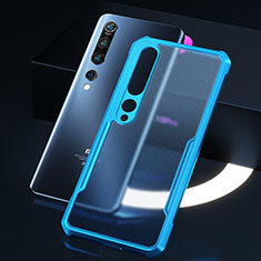 Silikon Schutzhülle Rahmen Tasche Hülle Durchsichtig Transparent Spiegel M01 für Xiaomi Mi 10 Blau