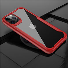 Silikon Schutzhülle Rahmen Tasche Hülle Durchsichtig Transparent Spiegel M02 für Apple iPhone 12 Pro Max Rot