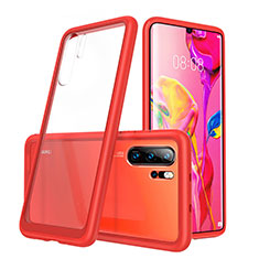 Silikon Schutzhülle Rahmen Tasche Hülle Durchsichtig Transparent Spiegel M02 für Huawei P30 Pro Rot