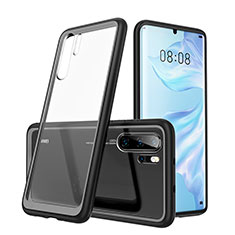 Silikon Schutzhülle Rahmen Tasche Hülle Durchsichtig Transparent Spiegel M02 für Huawei P30 Pro Schwarz
