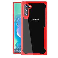Silikon Schutzhülle Rahmen Tasche Hülle Durchsichtig Transparent Spiegel M02 für Samsung Galaxy Note 10 5G Rot