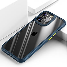 Silikon Schutzhülle Rahmen Tasche Hülle Durchsichtig Transparent Spiegel M03 für Apple iPhone 13 Pro Blau