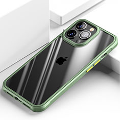 Silikon Schutzhülle Rahmen Tasche Hülle Durchsichtig Transparent Spiegel M03 für Apple iPhone 13 Pro Grün