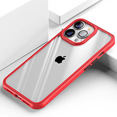 Silikon Schutzhülle Rahmen Tasche Hülle Durchsichtig Transparent Spiegel M03 für Apple iPhone 13 Pro Rot