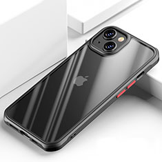 Silikon Schutzhülle Rahmen Tasche Hülle Durchsichtig Transparent Spiegel M03 für Apple iPhone 14 Plus Schwarz