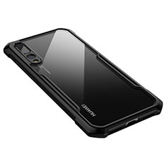 Silikon Schutzhülle Rahmen Tasche Hülle Durchsichtig Transparent Spiegel M03 für Huawei P20 Pro Schwarz