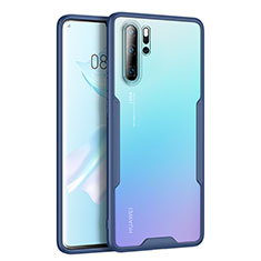 Silikon Schutzhülle Rahmen Tasche Hülle Durchsichtig Transparent Spiegel M03 für Huawei P30 Pro New Edition Blau