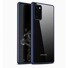 Silikon Schutzhülle Rahmen Tasche Hülle Durchsichtig Transparent Spiegel M03 für Samsung Galaxy Note 20 5G Blau