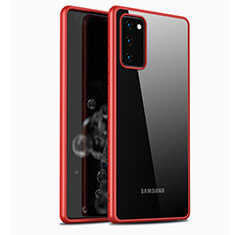 Silikon Schutzhülle Rahmen Tasche Hülle Durchsichtig Transparent Spiegel M03 für Samsung Galaxy Note 20 5G Rot