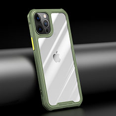 Silikon Schutzhülle Rahmen Tasche Hülle Durchsichtig Transparent Spiegel M04 für Apple iPhone 12 Pro Grün