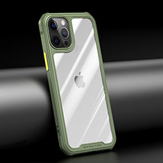 Silikon Schutzhülle Rahmen Tasche Hülle Durchsichtig Transparent Spiegel M04 für Apple iPhone 12 Pro Max Grün