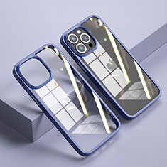 Silikon Schutzhülle Rahmen Tasche Hülle Durchsichtig Transparent Spiegel M04 für Apple iPhone 13 Pro Königs Blau