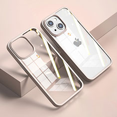 Silikon Schutzhülle Rahmen Tasche Hülle Durchsichtig Transparent Spiegel M04 für Apple iPhone 15 Plus Rosegold