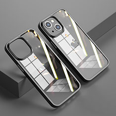 Silikon Schutzhülle Rahmen Tasche Hülle Durchsichtig Transparent Spiegel M04 für Apple iPhone 15 Plus Schwarz
