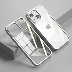 Silikon Schutzhülle Rahmen Tasche Hülle Durchsichtig Transparent Spiegel M04 für Apple iPhone 15 Plus Weiß